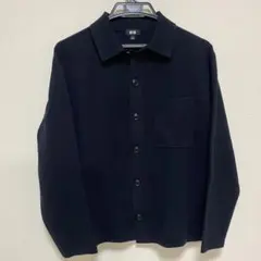 ミラノリブシャツカーディガン　UNIQLO 2025awメンズS ブラック