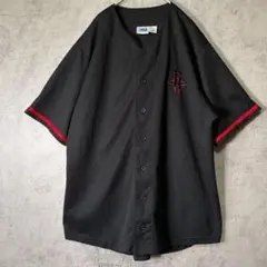 希少 NBA ヒューストン ロケッツ ベースボールシャツ ジャージ 刺繍ロゴ 黒のサムネイル