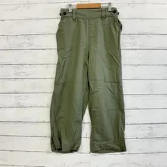 ゴムウエスト 麻混 イージーパンツ M相当 カーキ 春夏 レディース 通勤