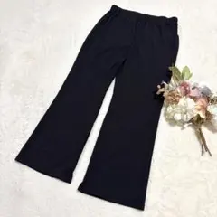 【ジーユー】GU リブスリットストレートパンツ ブラック 大きいサイズ XL