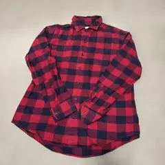 メンズ　しまむら　レッド×ブラック　チェックシャツ　Lサイズ