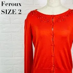 Feroux フェルゥ フラワービジュー カーディガン オレンジ/朱色 【8】のサムネイル