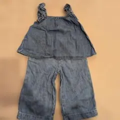 デニムフリルオーバーオール パンツ