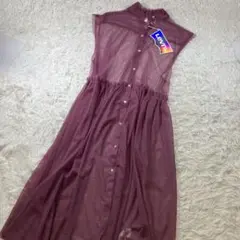 タグ付新品　Levi's シアー ノースリーブシャツワンピース　パープル　L