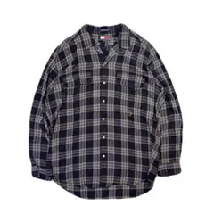 TOMMY HILFIGER レーヨン　開襟シャツ　チェック長袖シャツ XL