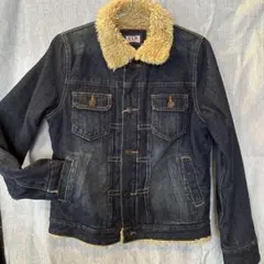 CLN ダークブルー デニムジャケット ボア襟付き