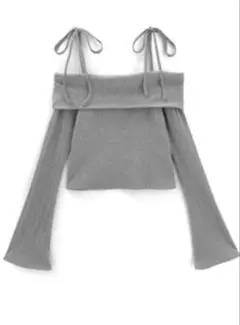 オフショルダーリブトップス