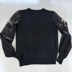 Enviousレーススリーブ ブラックニットセーター 長袖