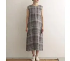 URBAN RESEARCH DOORS ワンピース リネンチェックワンピースのサムネイル