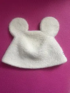 ミッキー耳付きホワイト帽子