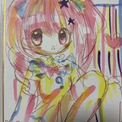 新作。手描きイラスト。小色紙。女の子