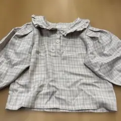 Loulou Ami ベージュ系チェック長袖ブラウス 100cm