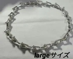 新品 シルバー ハードウェア ラージ large リンク ネックレス 45cm