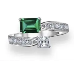 人気デザイン☆フリーサイズ☆早い者勝ち超特価☆エメラルドCZ＆ダイヤモンド