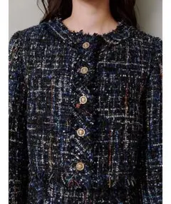 【新品タグ付】SNIDEL スナイデル　ツイードジャケット　NVY サイズ0