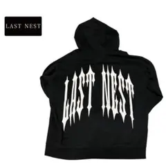 LAST NEST バックプリント フードパーカー ブラック