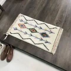 一点もの 玄関マット 室内 43x82cm ベニワレン ベルベルスタイル ウール