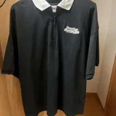 ブラックポロシャツ 半袖 ジッパー付き