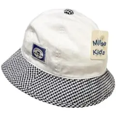 未使用 Milsa Kids バケットハット 帽子 チェック 54cm M321