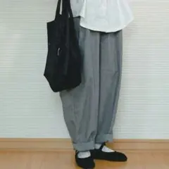 サマンサモスモス　タックペンギンパンツ　チェック柄　グレー