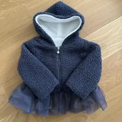 新品未使用　フード付きグレーネイビーのボアアウター