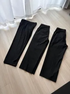 UNIQLO women タックワイドパンツ 丈長め 73cm補正済み L 黒