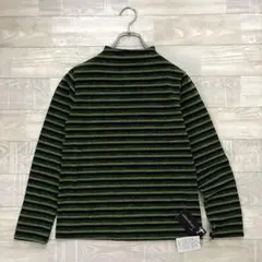 未使用 シニア 長袖トップス ニット 緑と黒のストライプ 秋冬用 ミセス 婦人服