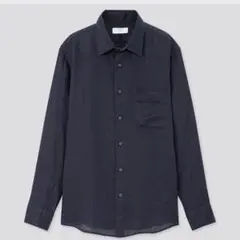 ユニクロ★美品◎プレミアムリネンシャツ　ネイビー　М