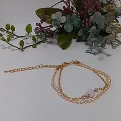 ブレスレット　ハンドメイド　淡水パール　スワロフスキー