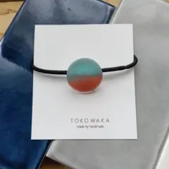 ハンドメイド　ヘアゴム　 ブルー✕オレンジ