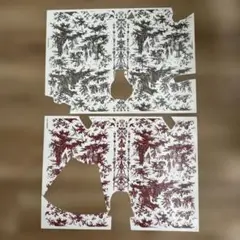 ポーセラーツ　転写紙　トワルドジュイお城の庭(レッド)(グレー)【廃盤品】