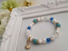 シェルチャーム付きターコイズブレス♡パワーストーン