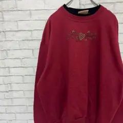 【ビンテージ】メンズ スウェット トレーナー 刺繍 ハート レアデザイン