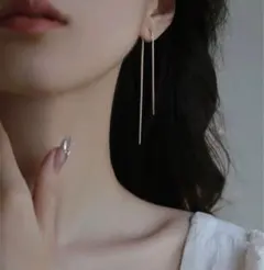 揺れる　華奢 ロングチェーン 上品 イヤリング　ゴールド　韓国　結婚　上品　通勤