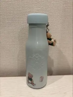 ジェラートピケ　リッドカバーベアチャーム付きステンレスボトル ミントグリーン