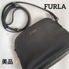 【美品】FURLA ショルダーバッグ 黒 ブラック チェーン 内ポケット