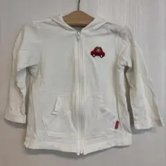 ミキハウス HOT BISCUIT ホワイト ジップアップパーカー 110 薄手