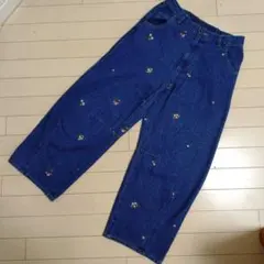 サマンサモスモス 花柄刺繍デニムワイドパンツ