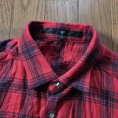 NO ID. シワ加工 ヘリボーン チェック シャツ レッド ネイビーのサムネイル