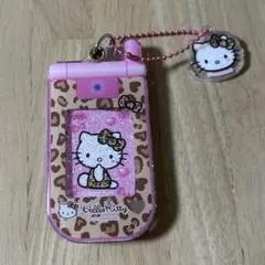 【新品未使用】サンリオ ハローキティ スライド ガラケー キーホルダー ヒョウ柄