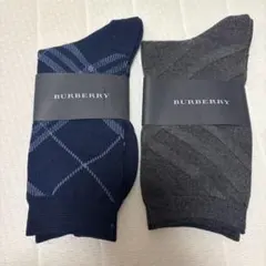 BURBERRY ソックス 23-24cm ネイビー グレー