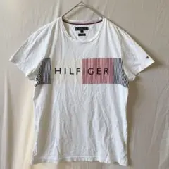 a1269【トミーヒルフィガー】半袖Tシャツ ロゴ 白 オーガニックコットン S
