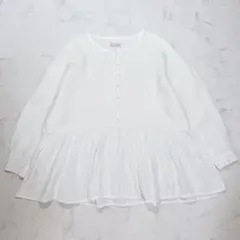 美品 d.comfort リネン ペプラム フレアトップス ブラウス ゆったりのサムネイル