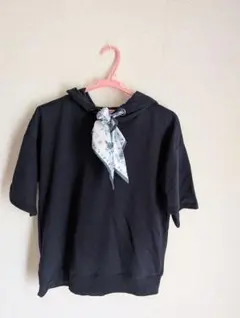 axes femme スカーフデザインパーカー 紺 M