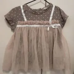 ドット　ビスチェ　フリル　レース　トップス　100