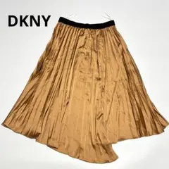 DKNY 1045 プリーツスカート 光沢ブラウン Sサイズのサムネイル
