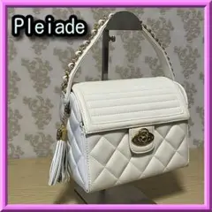 週末限定特価☆Pleiade ホワイト キルティング パーティーバッグミラー付き