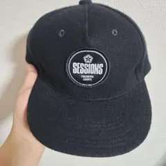 値下げ SESSIONS ブラックキャップ ウール混紡のサムネイル