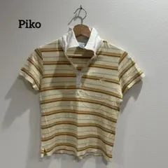 piko ポロシャツ M アイボリー/オレンジストライプ 古着