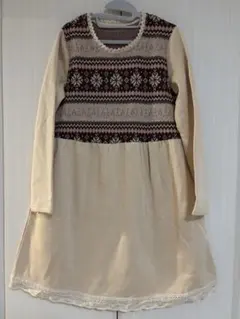 【タグ付き】Favoriteノルディック柄 ワンピース レース ガーリー 新品